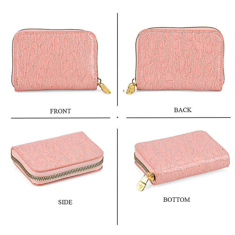 La Marey Pink Crocodile Faux Leather 3pcs Giftbox, Wallet and 2pcs Card Wallets
