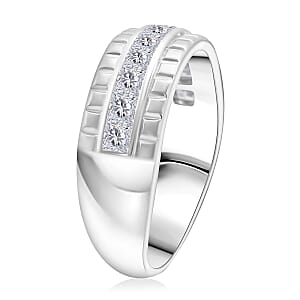 Simulated Diamond 2.00 ctw Ring in Rhodium Over Sterling Silver (Size 10.0)