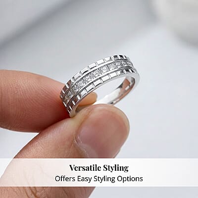 Simulated Diamond 2.00 ctw Ring in Rhodium Over Sterling Silver (Size 10.0)
