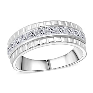 Simulated Diamond 2.00 ctw Ring in Rhodium Over Sterling Silver (Size 7.0)