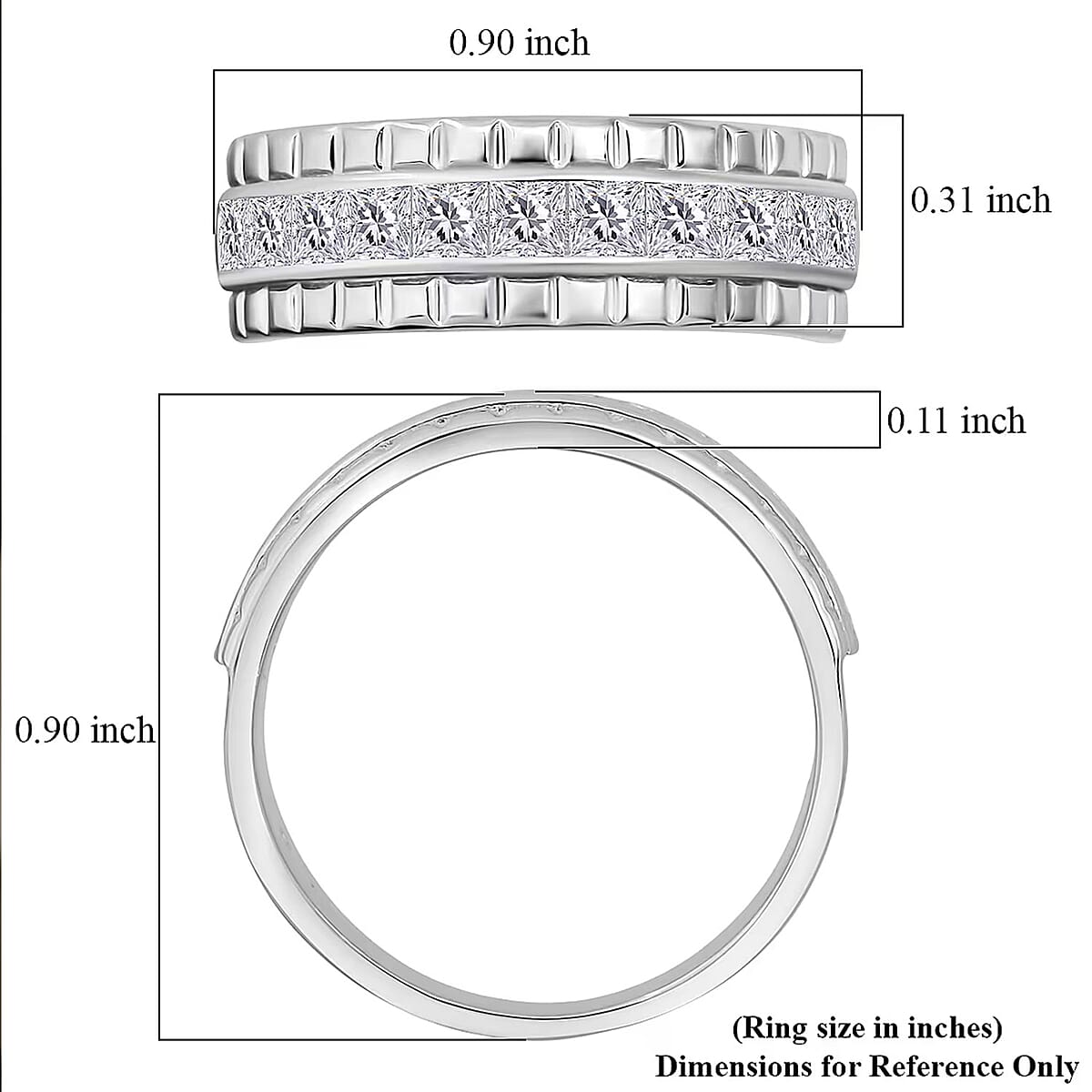 Simulated Diamond 2.00 ctw Ring in Rhodium Over Sterling Silver (Size 8.0) image number 6