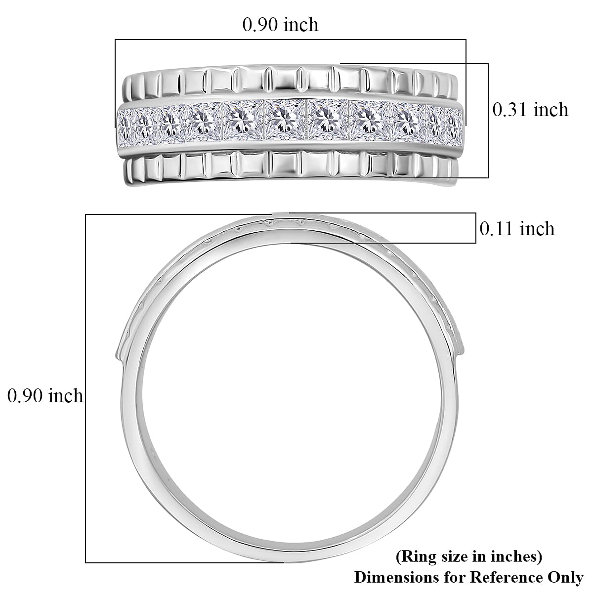 Simulated Diamond 2.00 ctw Ring in Rhodium Over Sterling Silver (Size 9.0) image number 5