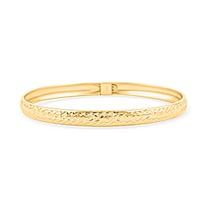 Doorbuster 14K Yellow Gold Over Sterling Silver Diamond Cut Bangle Bracelet (7.50 In) 4.50 Grams