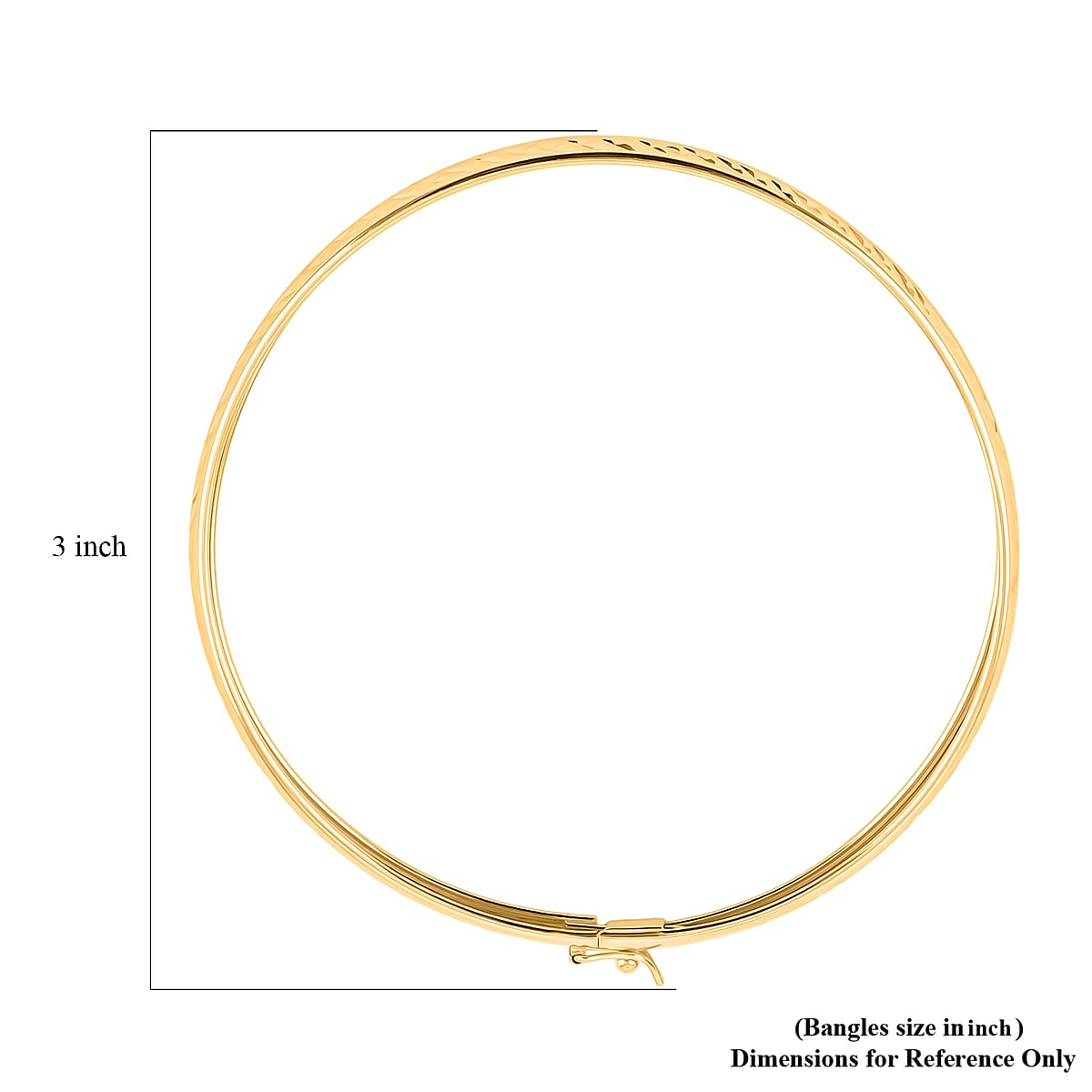 Doorbuster 14K Yellow Gold Over Sterling Silver Diamond Cut Bangle Bracelet (7.50 In) 4.50 Grams image number 5