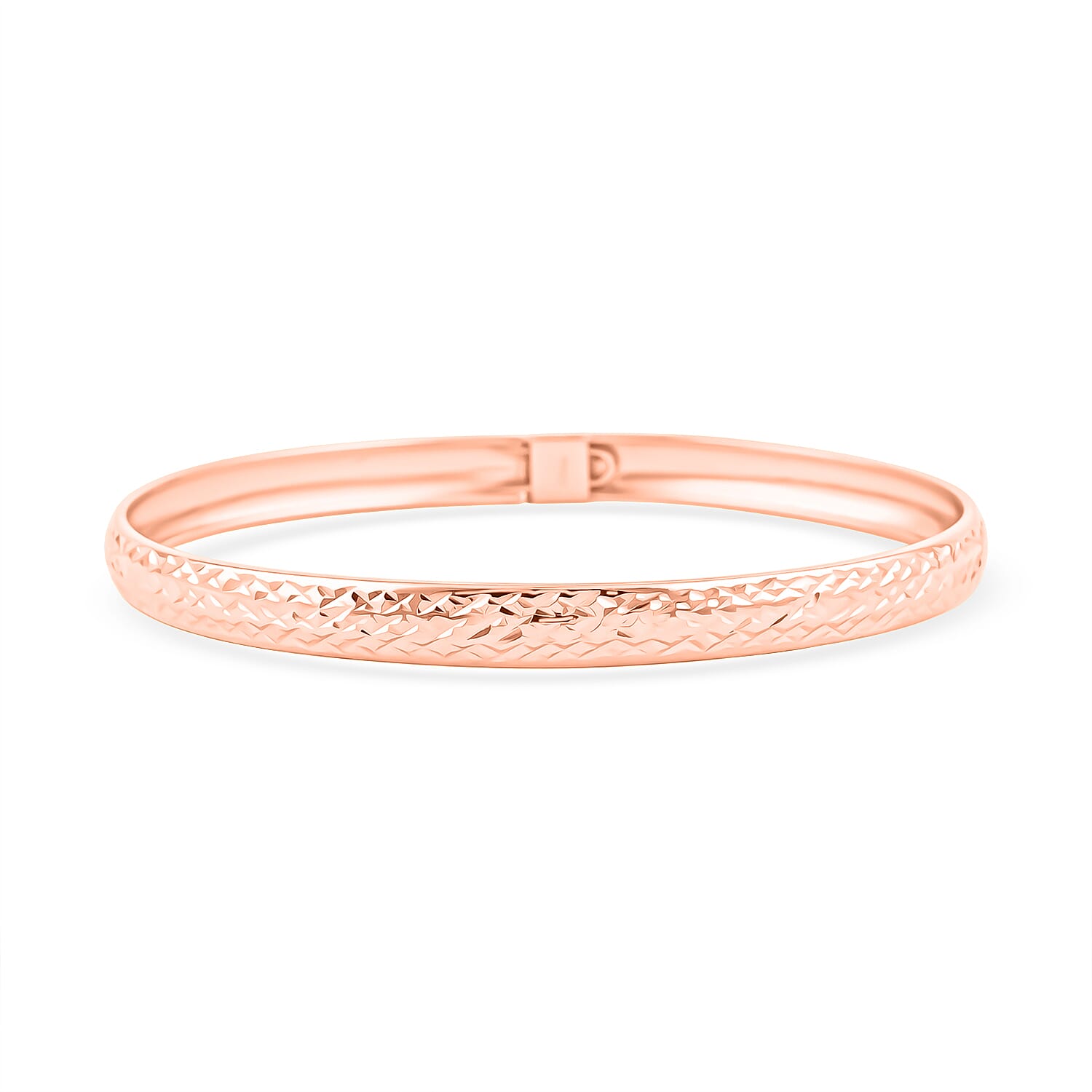 14K Rose Gold Over Sterling Silver Diamond Cut Bangle Bracelet (7.50 In) 4.50 Grams