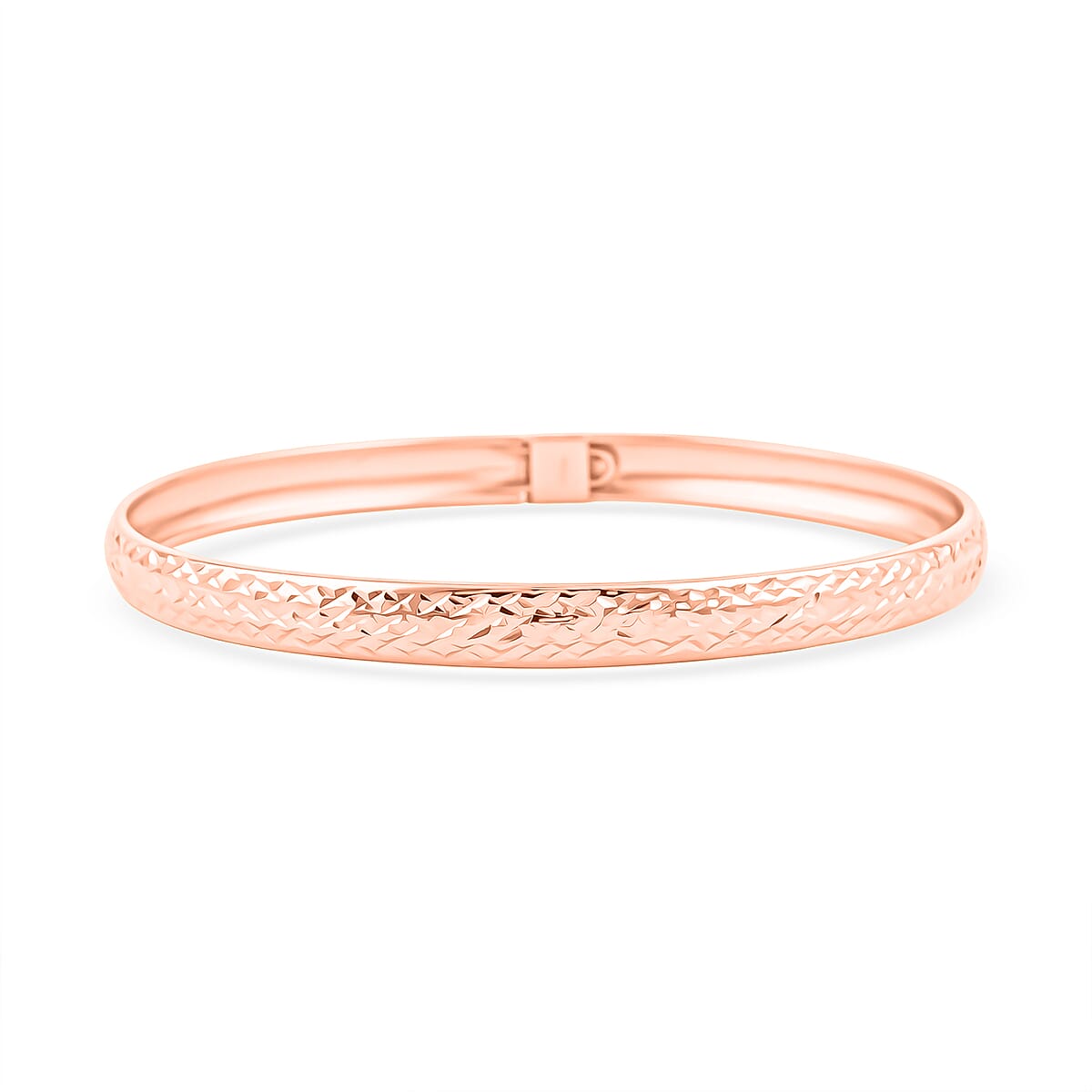 14K Rose Gold Over Sterling Silver Diamond Cut Bangle Bracelet (7.50 In) 4.50 Grams image number 0