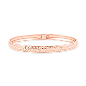  14K Rose Gold Over Sterling Silver Diamond Cut Bangle Bracelet (7.50 In) 4.50 Grams