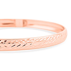  14K Rose Gold Over Sterling Silver Diamond Cut Bangle Bracelet (7.50 In) 4.50 Grams