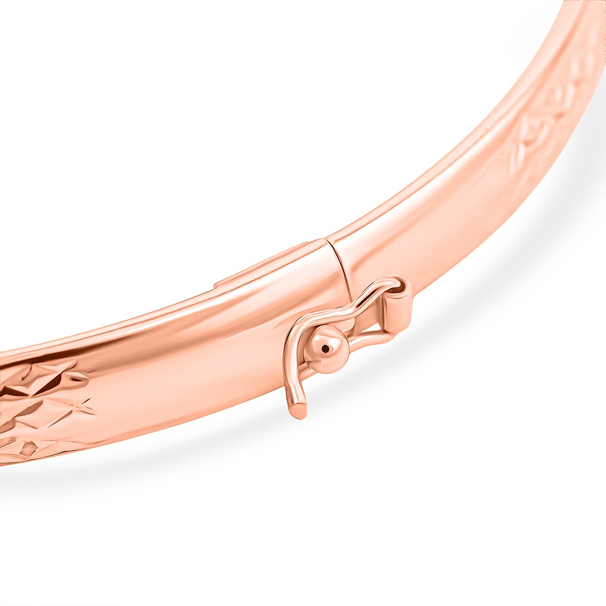  14K Rose Gold Over Sterling Silver Diamond Cut Bangle Bracelet (7.50 In) 4.50 Grams image number 4
