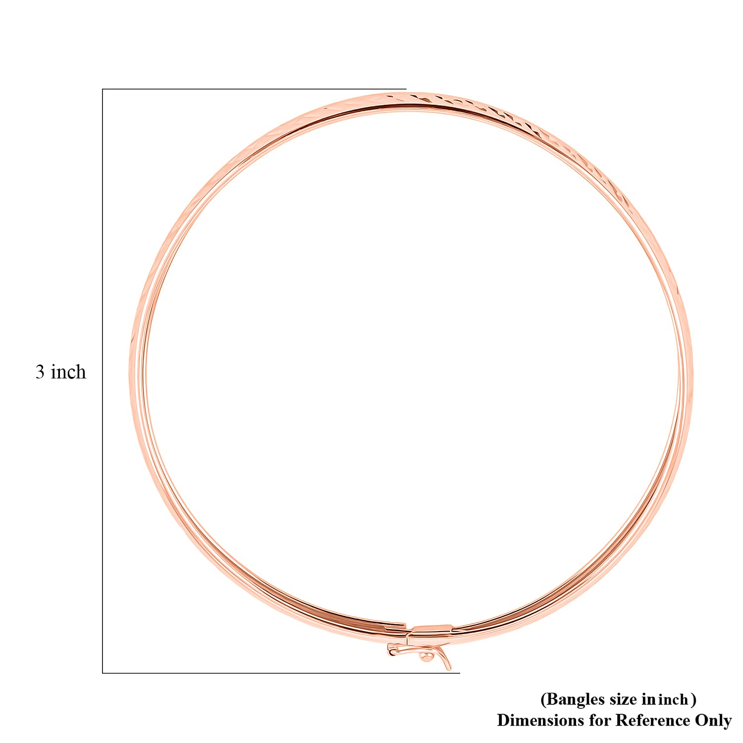 14K Rose Gold Over Sterling Silver Diamond Cut Bangle Bracelet (7.50 In) 4.50 Grams