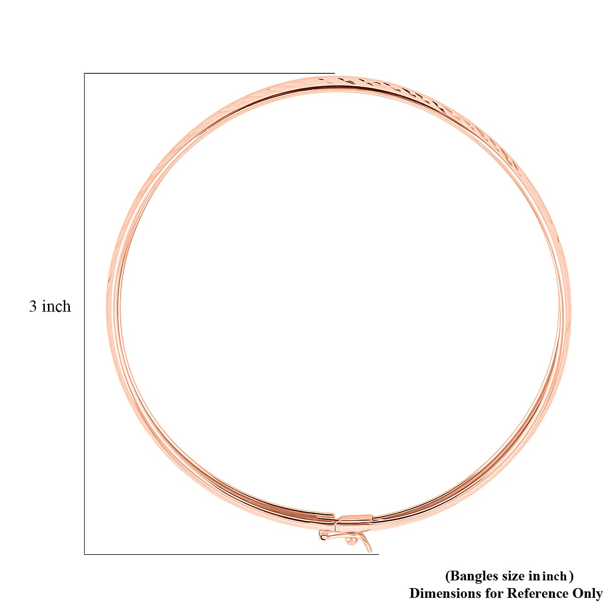  14K Rose Gold Over Sterling Silver Diamond Cut Bangle Bracelet (7.50 In) 4.50 Grams image number 5