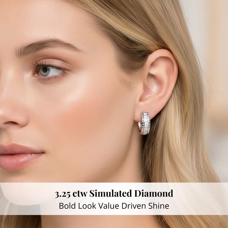 Simulated Diamond 3.25 ctw Earrings in Rhodium Over Sterling Silver