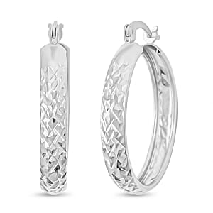 Doorbuster Sterling Silver Diamond Cut Hoop Earrings 2.60 Grams