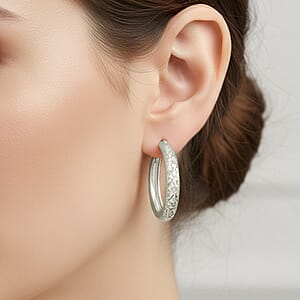 Doorbuster Sterling Silver Diamond Cut Hoop Earrings 2.60 Grams