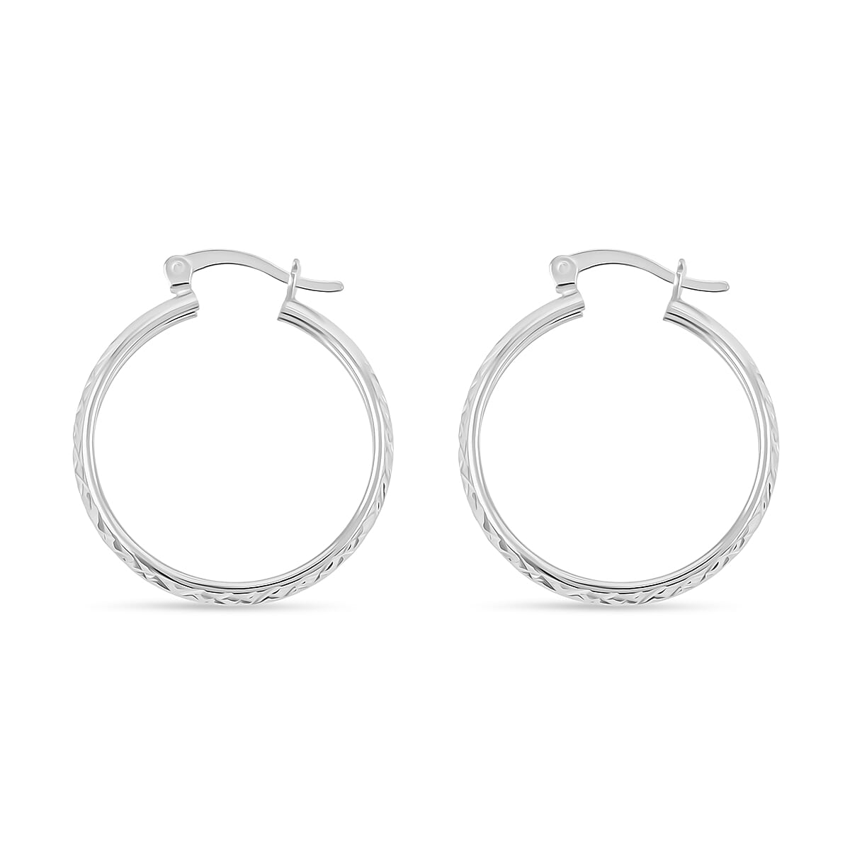 Doorbuster Sterling Silver Diamond Cut Hoop Earrings (2.60 g) image number 3