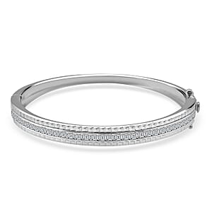 Simulated Diamond 6.00 ctw Bangle Bracelet in Rhodium Over Sterling Silver (7.25 In)