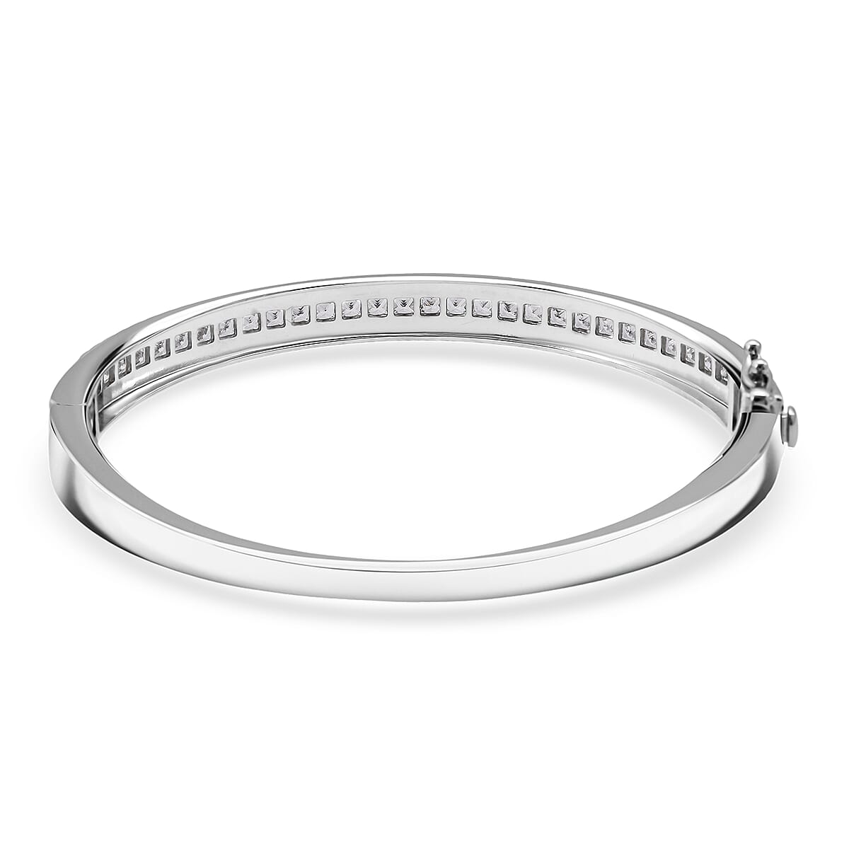 Simulated Diamond 6.00 ctw Bangle Bracelet in Rhodium Over Sterling Silver (7.25 In) image number 4