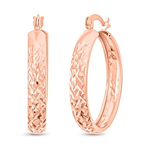 Doorbuster 14K Rose Gold Over Sterling Silver Diamond Cut Hoop Earrings 2.60 Grams