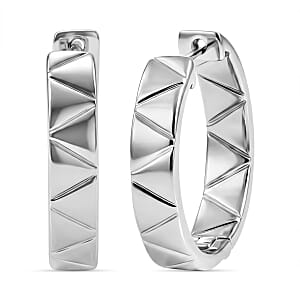 Triangular Architecture Hoop Earrings in 950 Palladium 7 Grams