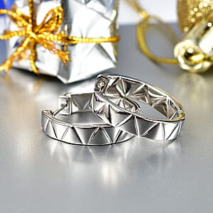 Triangular Architecture Hoop Earrings in 950 Palladium 7 Grams