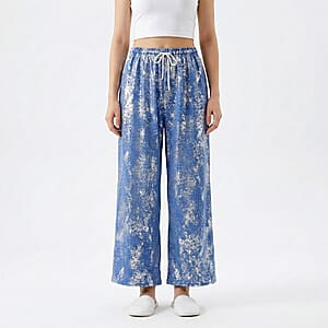 La Marey Blue Wide-Leg Pajama Pants - One Size Fits The Most