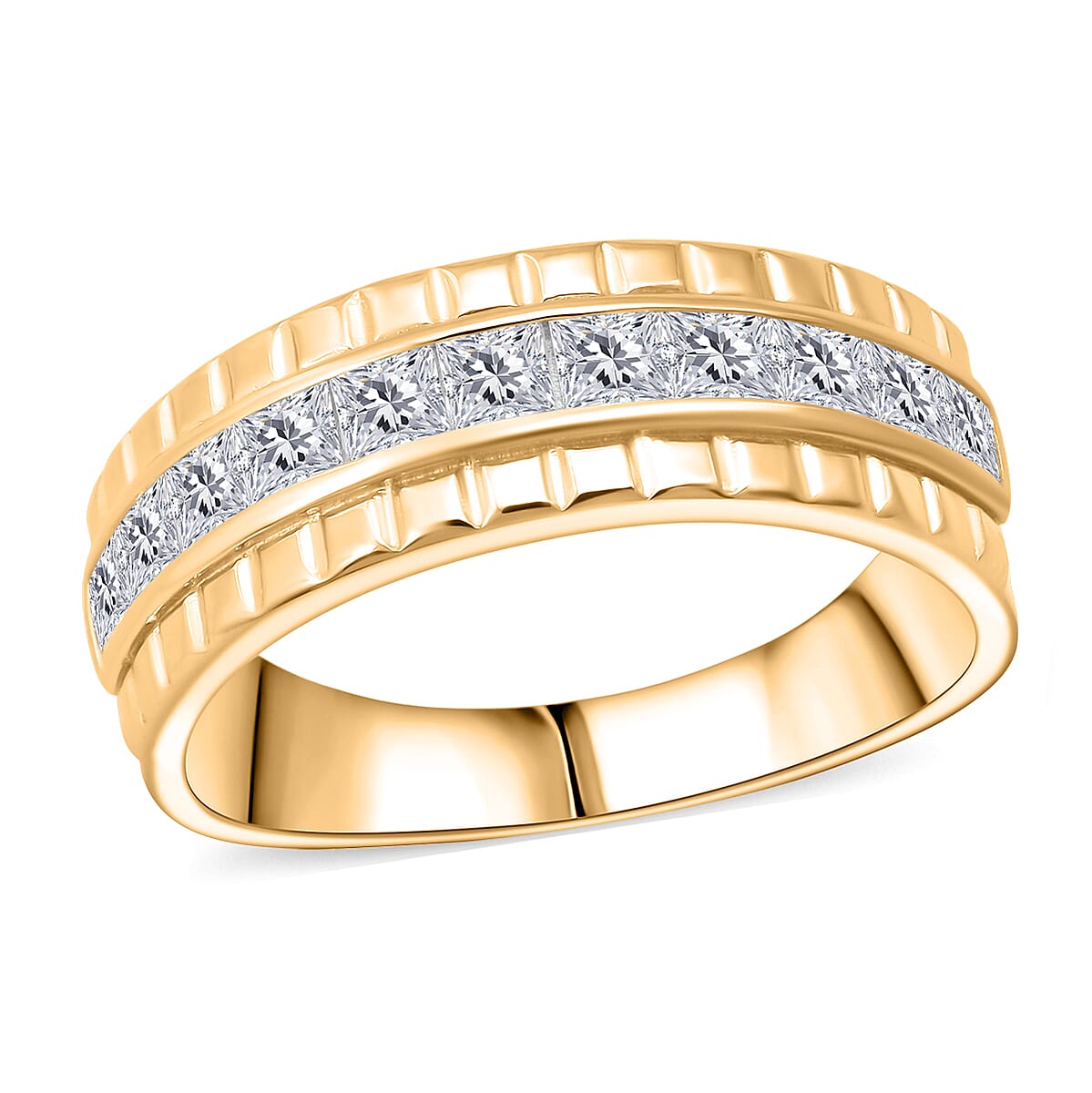 Simulated Diamond 2.00 ctw Ring in 18K Yellow Gold Over Sterling Silver (Size 10.0) image number 0