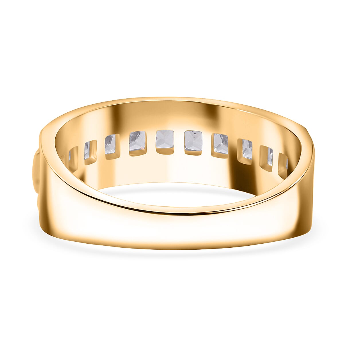 Simulated Diamond 2.00 ctw Ring in 18K Yellow Gold Over Sterling Silver (Size 10.0) image number 4