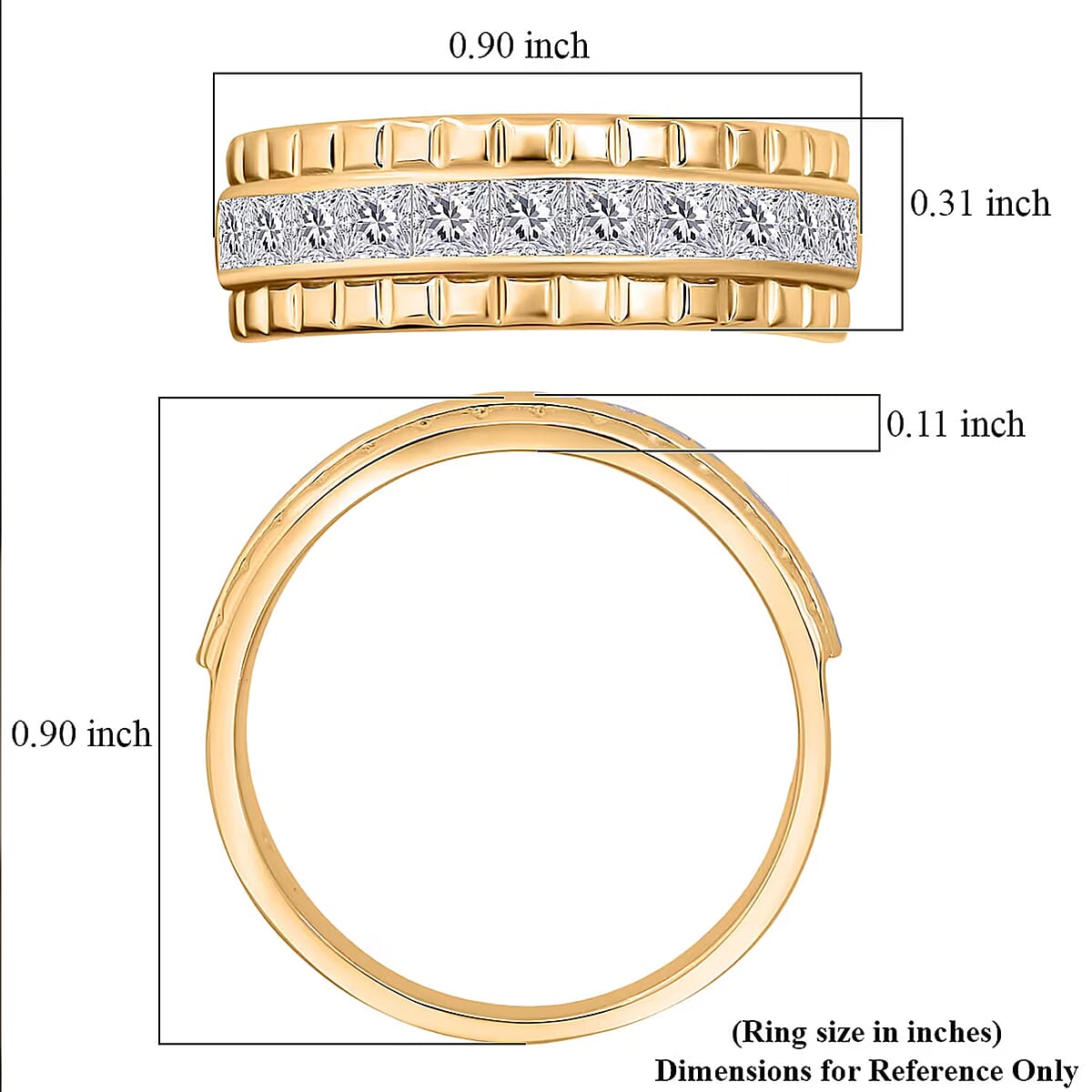 Simulated Diamond 2.00 ctw Ring in 18K Yellow Gold Over Sterling Silver (Size 10.0) image number 6