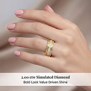 Simulated Diamond 2.00 ctw Ring in 18K Yellow Gold Over Sterling Silver (Size 8.0)