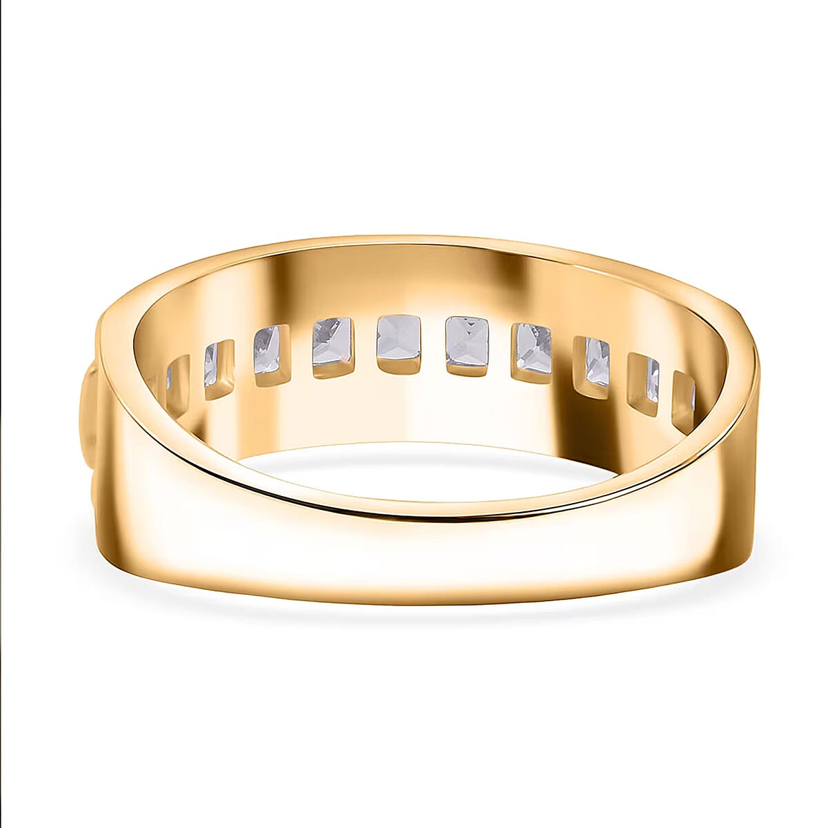 Simulated Diamond 2.00 ctw Ring in 18K Yellow Gold Over Sterling Silver (Size 8.0) image number 7