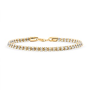 Italian 14K YG and Rhodium Over Sterling Silver Diamond Cut ICE Round Chain 3 Row Bracelet (7.00 In) (7.7 g)