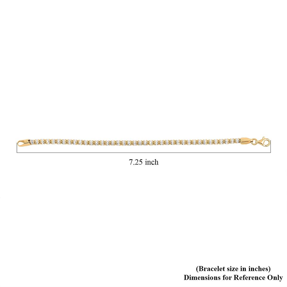 Italian 14K YG and Rhodium Over Sterling Silver Diamond Cut ICE Round Chain 3 Row Bracelet (7.00 In) (7.7 g) image number 3