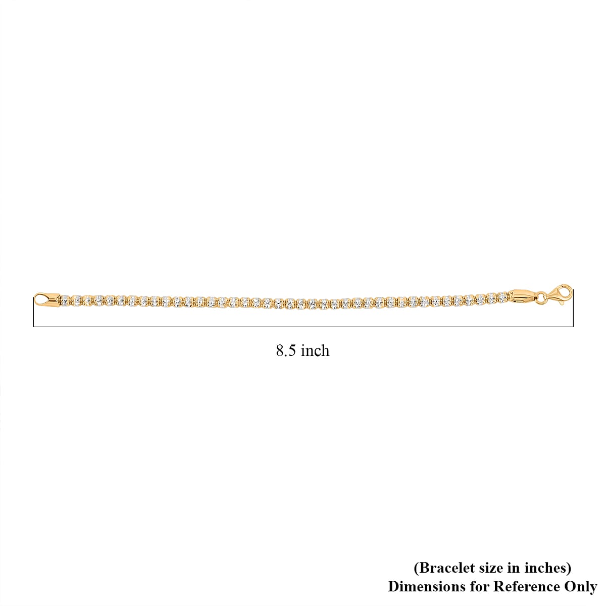 Doorbuster Italian 14K YG and Rhodium Over Sterling Silver Diamond Cut ICE Round Chain 3 Row Bracelet (7.50 In) 8.17 Grams image number 4