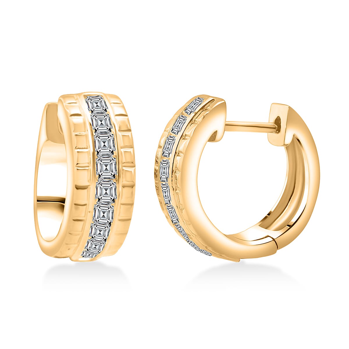Simulated Diamond 3.25 ctw Earrings in 18K Yellow Gold Over Sterling Silver image number 0