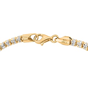 Doorbuster Italian 14K YG and Rhodium Over Sterling Silver Diamond Cut ICE Round Chain 3 Row Bracelet (8.00 In) 8.43 Grams