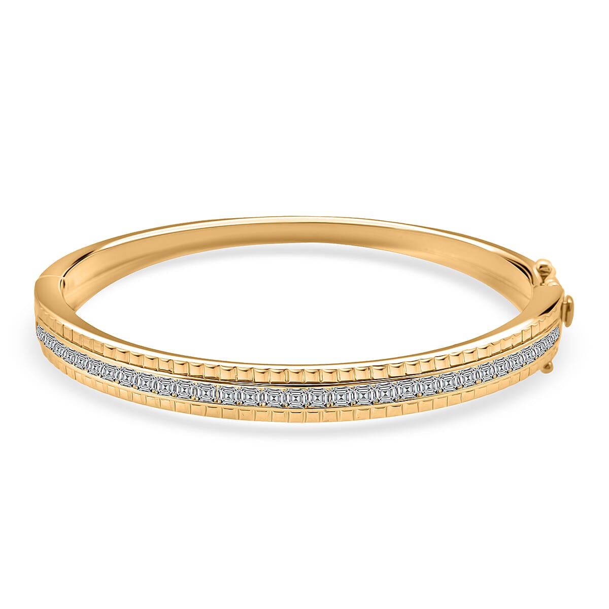 Simulated Diamond 6.00 ctw Bangle Bracelet in 18K Yellow Gold Over Sterling Silver (7.25 In) image number 0