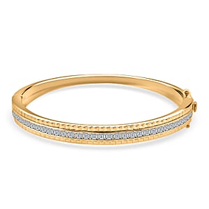 Simulated Diamond 6.00 ctw Bangle Bracelet in 18K Yellow Gold Over Sterling Silver (7.25 In)