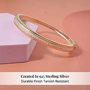 Simulated Diamond 6.00 ctw Bangle Bracelet in 18K Yellow Gold Over Sterling Silver (7.25 In)