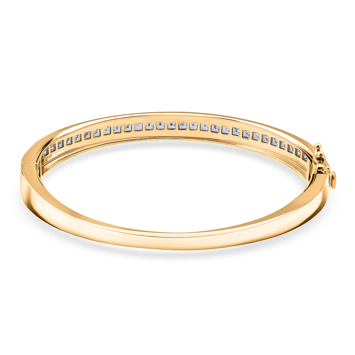 Simulated Diamond 6.00 ctw Bangle Bracelet in 18K Yellow Gold Over Sterling Silver (7.25 In) image number 4