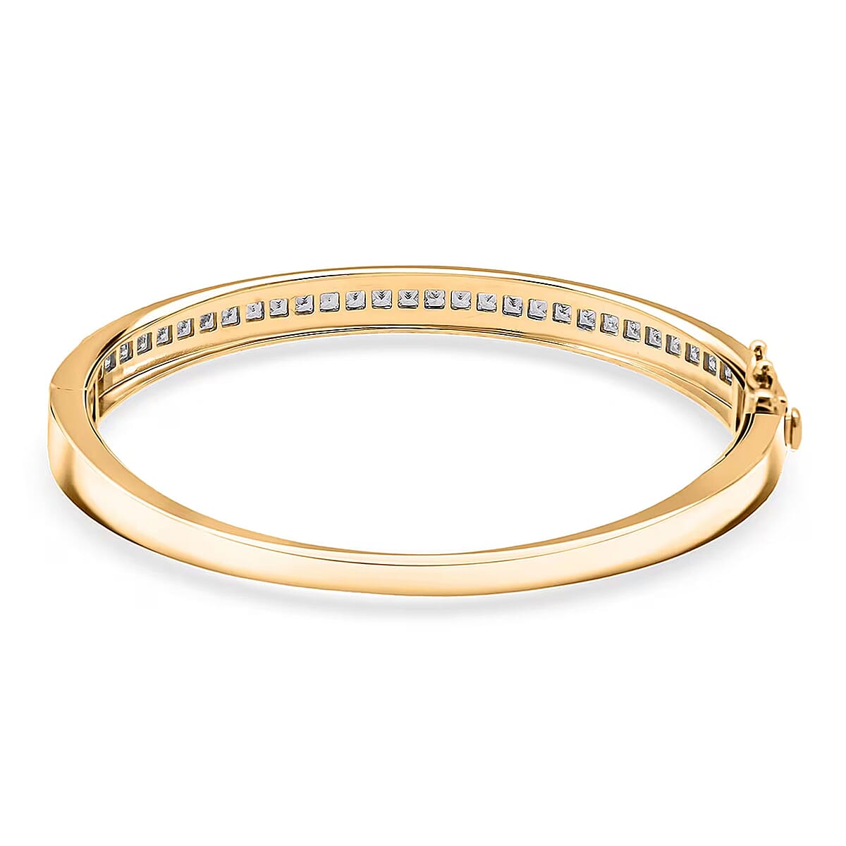 Simulated Diamond 6.00 ctw Bangle Bracelet in 18K Yellow Gold Over Sterling Silver (7.25 In) image number 7