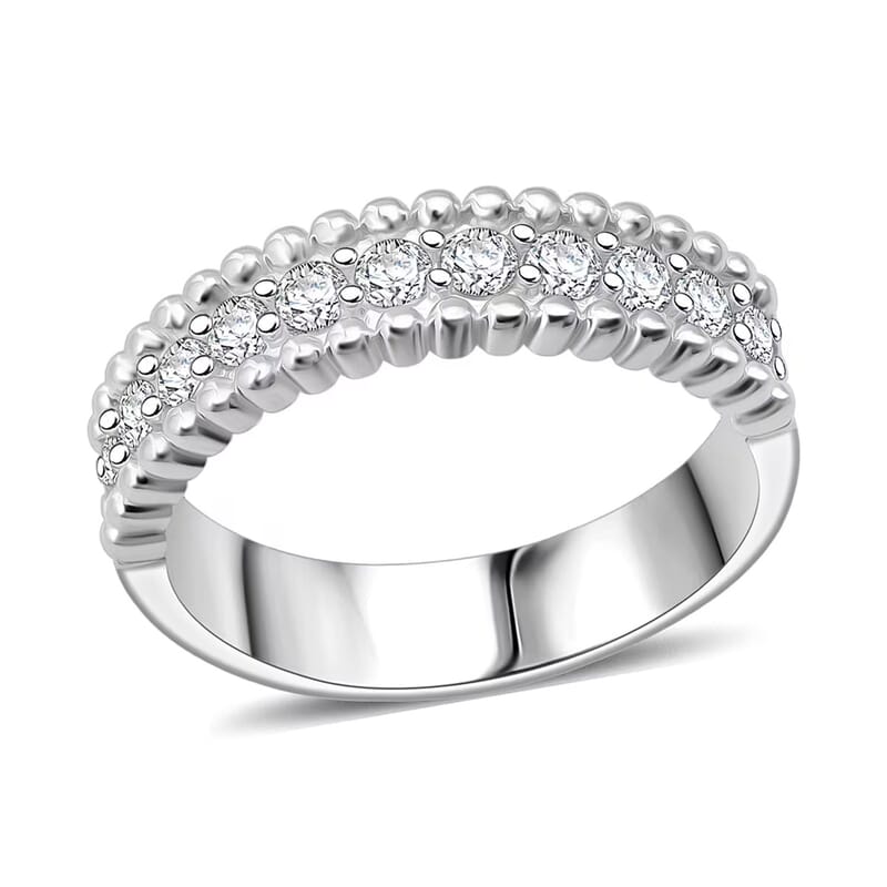 Simulated Diamond 2.00 ctw Ring in Rhodium Over Sterling Silver (Size 10.0)