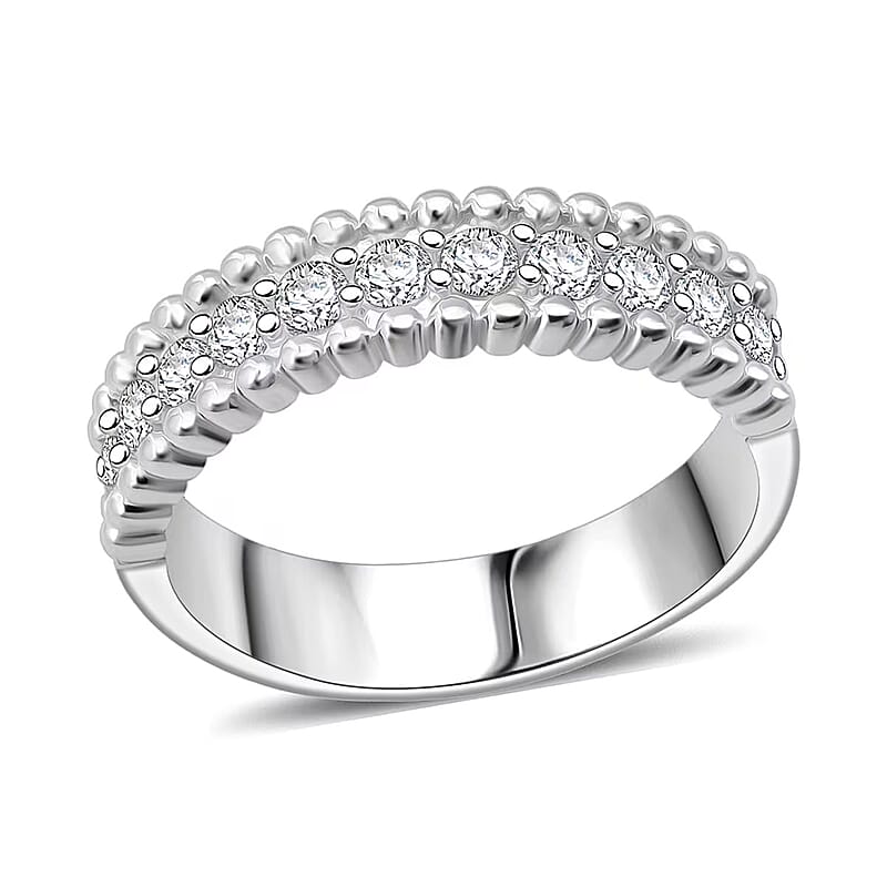 Simulated Diamond 2.00 ctw Ring in Rhodium Over Sterling Silver (Size 10.0)