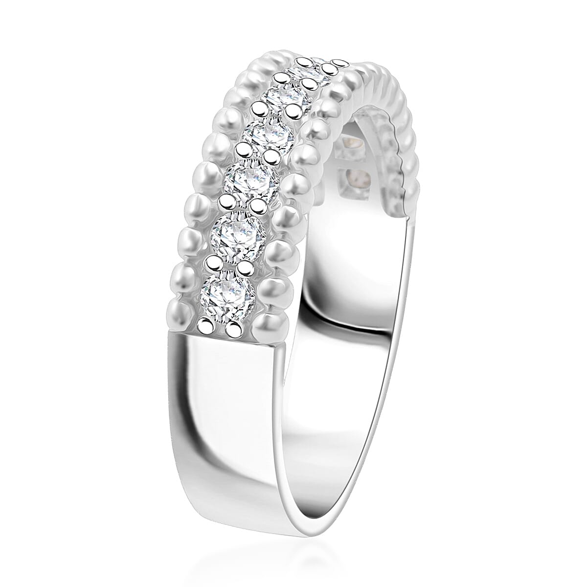 Simulated Diamond 2.00 ctw Ring in Rhodium Over Sterling Silver (Size 10.0) image number 3