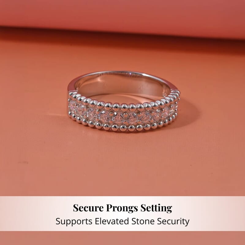 Simulated Diamond 2.00 ctw Ring in Rhodium Over Sterling Silver (Size 10.0)