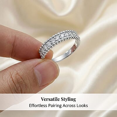 Simulated Diamond 2.00 ctw Ring in Rhodium Over Sterling Silver (Size 10.0)