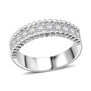 Simulated Diamond 2.00 ctw Ring in Rhodium Over Sterling Silver (Size 7.0)