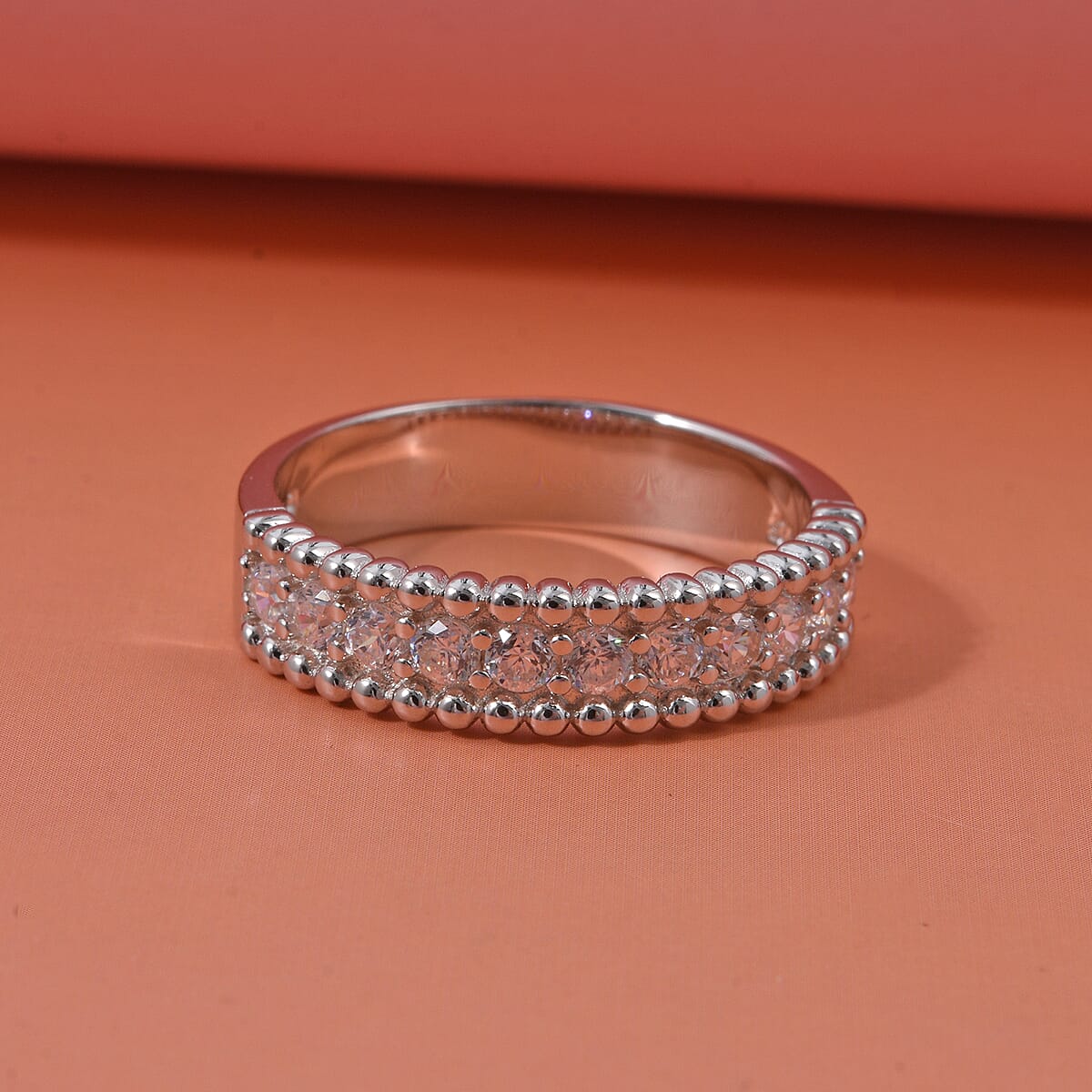 Simulated Diamond 2.00 ctw Ring in Rhodium Over Sterling Silver (Size 8.0) image number 1