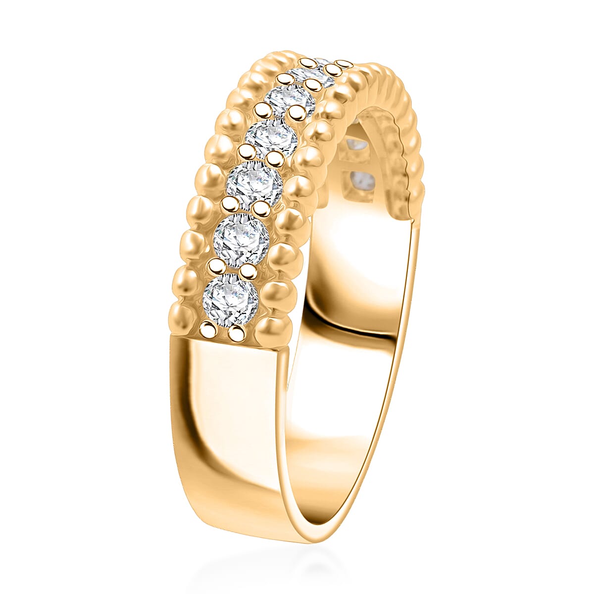 Simulated Diamond 2.00 ctw Ring in 18K Yellow Gold Over Sterling Silver (Size 10.0) image number 3
