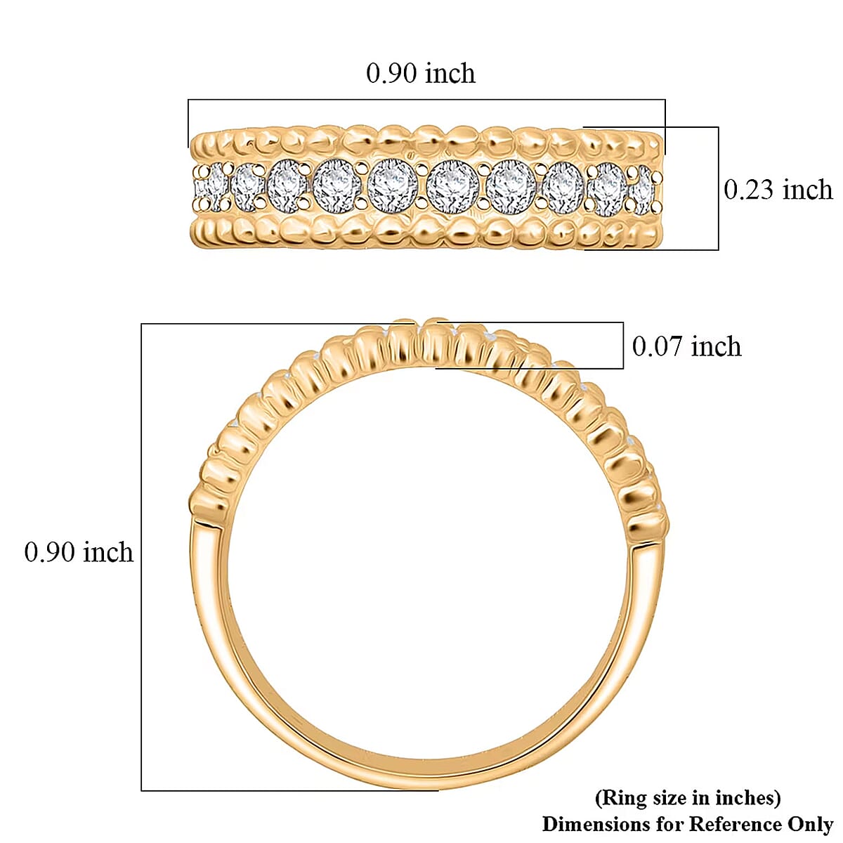 Simulated Diamond 2.00 ctw Ring in 18K Yellow Gold Over Sterling Silver (Size 10.0) image number 6