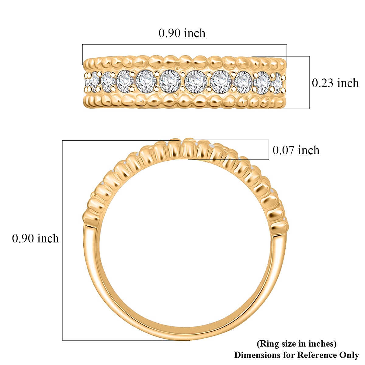 Simulated Diamond 2.00 ctw Ring in 18K Yellow Gold Over Sterling Silver (Size 6.0) image number 5